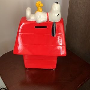 Peanuts-Snoopy & Woodstock Glass Bank-Like New